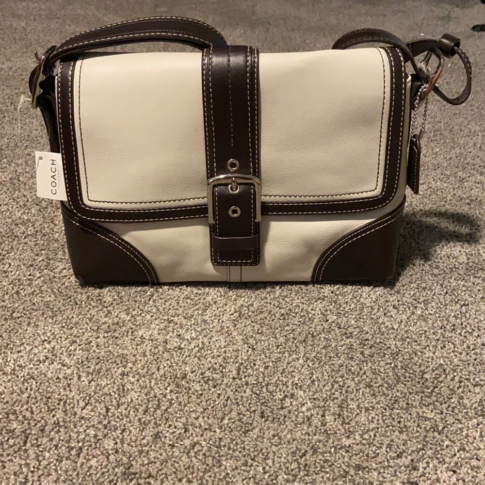 COACH white & mahogany purse